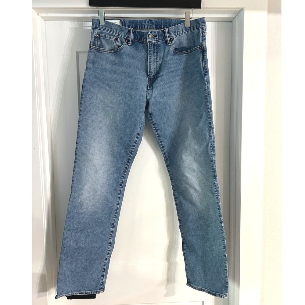 Gap 1969 Mens Straight Leg Jeans 33x32 Medium Wash Blue Stretch Denim RN 54023